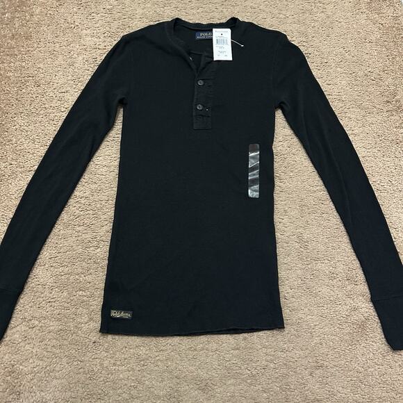 Polo Ralph Lauren Ribbed Long Sleeve Black Women’s Size Small Round Neck Buttons - Picture 1 of 8